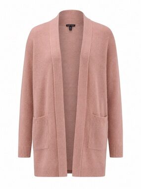 Eileen Fisher Open Cardigan Pink Small Mohair Blend Quiet Luxury Fall Long Line